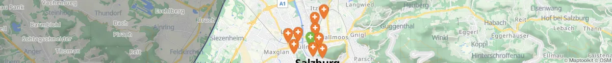 Kartenansicht für Apotheken-Notdienste in der Nähe von Itzling (Salzburg (Stadt), Salzburg)
